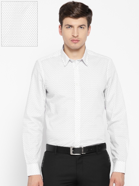 

OVS Men White & Navy Blue Slim Fit Printed Formal Shirt