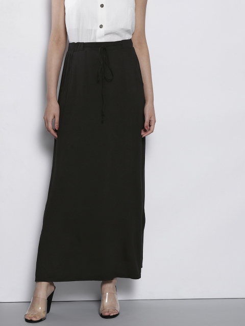 

DOROTHY PERKINS Black Solid Maxi Straight Skirt