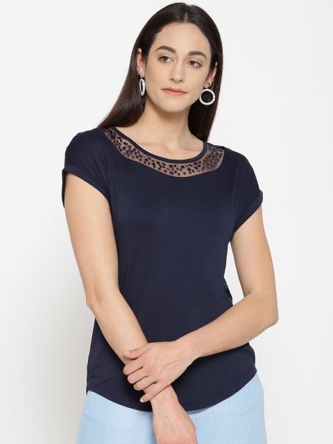 

OVS Women Navy Blue Solid Top