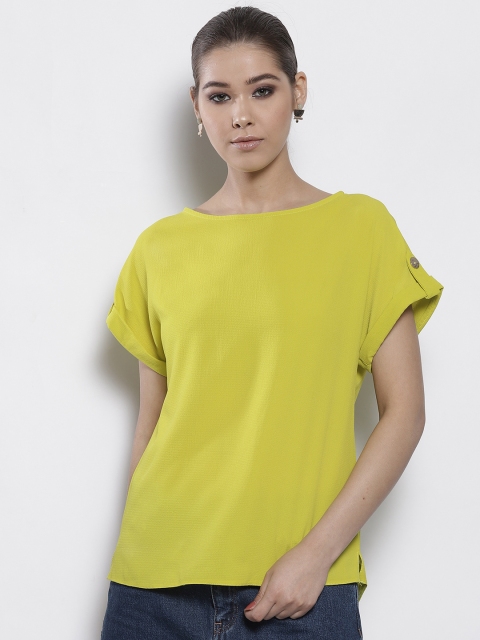 

DOROTHY PERKINS Women Lime Green Solid A-Line Top