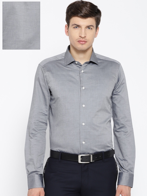 

OVS Men Grey Slim Fit Solid Formal Shirt