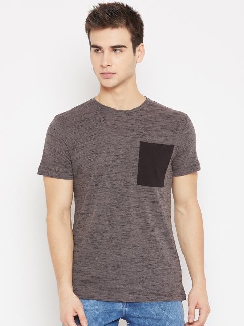 

OVS Men Taupe Solid Slim Fit Round Neck T-shirt