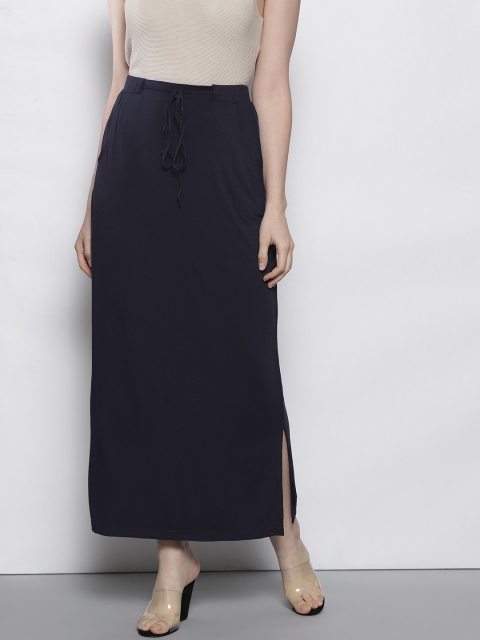 

DOROTHY PERKINS Women Navy Blue Solid Midi Straight Skirt