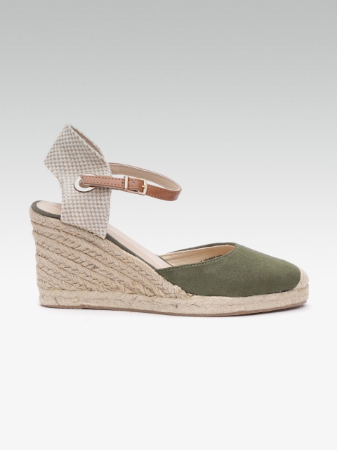 

DOROTHY PERKINS Women Olive Green Solid Wedges