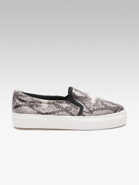 

DOROTHY PERKINS Women Beige & Black Snakeskin Textured Sneakers