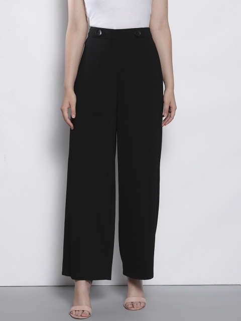 

DOROTHY PERKINS Women Black Tailored Regular Fit Solid Parallel Trousers