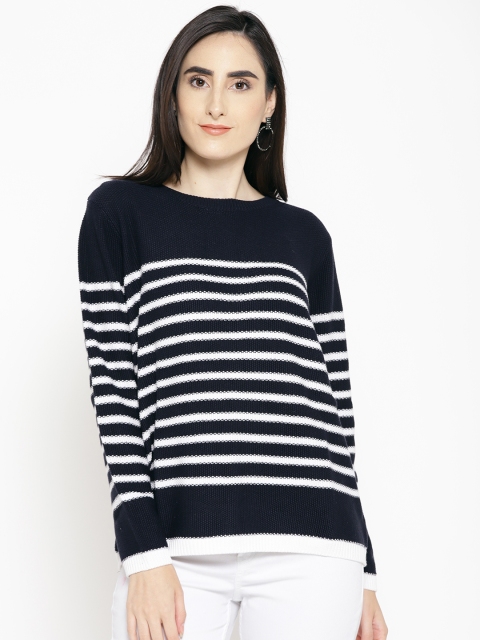 

OVS Women Navy Blue & White Striped Sweater