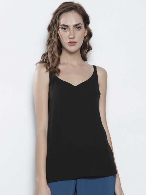 

DOROTHY PERKINS Women Black Solid Styled Back Top