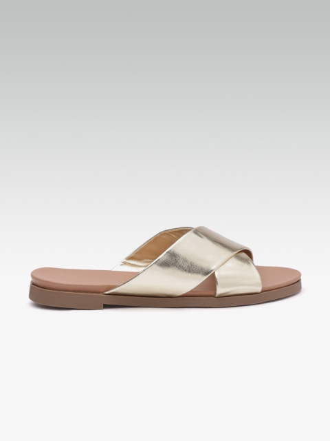 

DOROTHY PERKINS Women Gold-Toned Solid Open Toe Flats