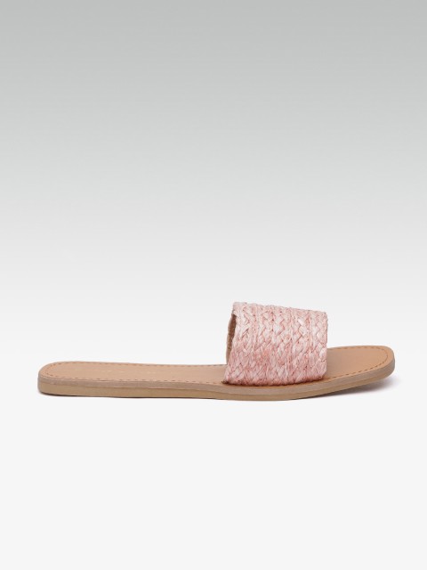 

DOROTHY PERKINS Women Pink Woven-Design Open Toe Flats