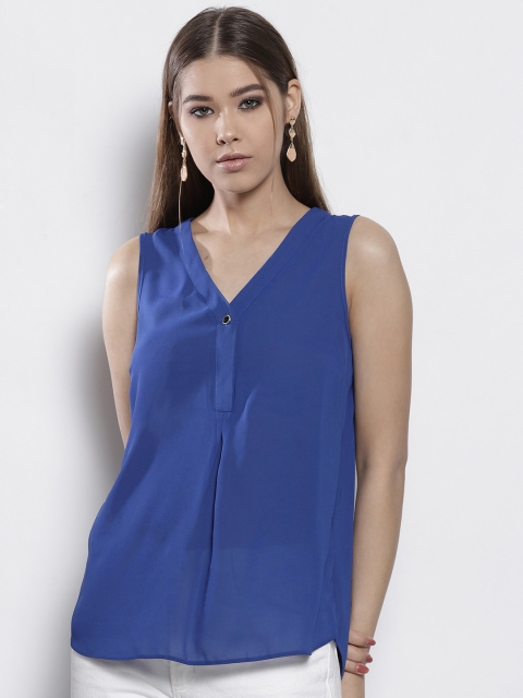 

DOROTHY PERKINS Women Blue Solid A-Line Top