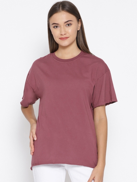 

OVS Women Dusty Pink Solid Round Neck T-shirt