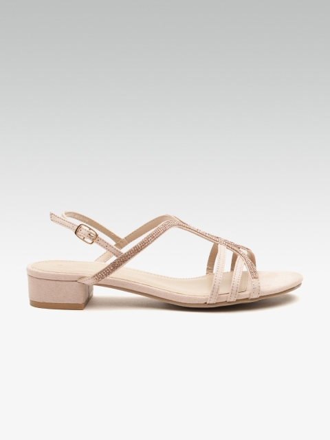 

DOROTHY PERKINS Women Peach-Coloured Embellished Block Heels