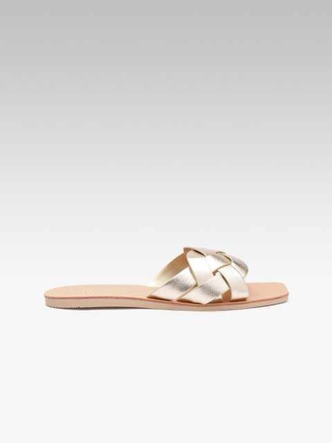 

DOROTHY PERKINS Women Gold-Toned Solid Open Toe Flats