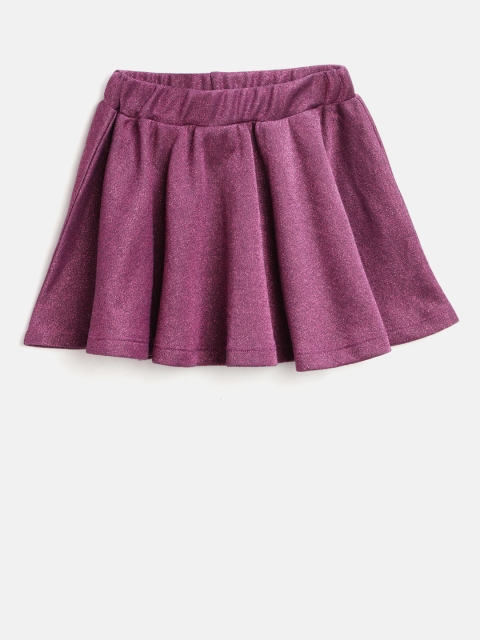 

OVS Girls Purple Solid Shimmer Flared Skirt