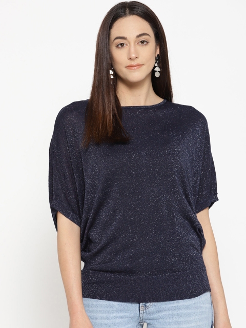 

OVS Women Navy Blue Shimmer Styled Back Top