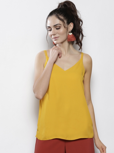 

DOROTHY PERKINS Women Mustard Solid Styled Back Top