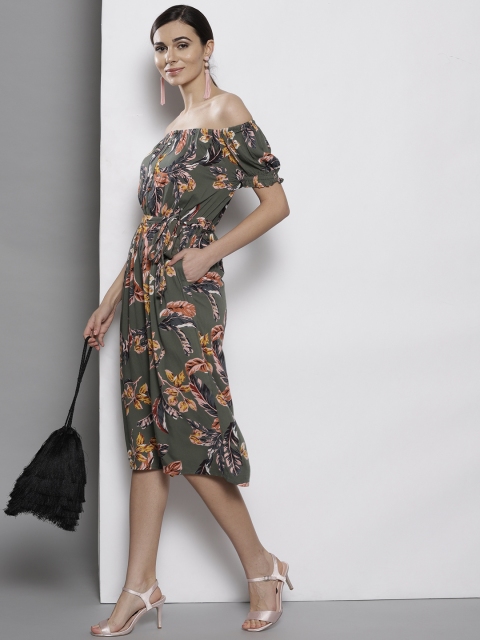 

DOROTHY PERKINS Petite Green & Orange Printed Culotte Jumpsuit