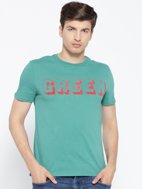 

OVS Men Green Printed Round Neck T-shirt