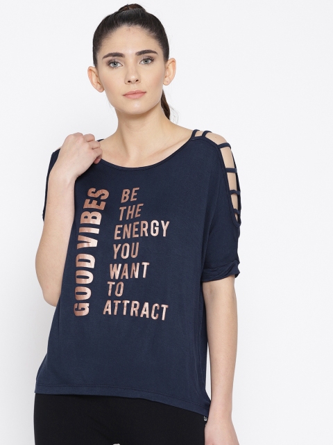 

OVS Women Navy Blue Printed Top