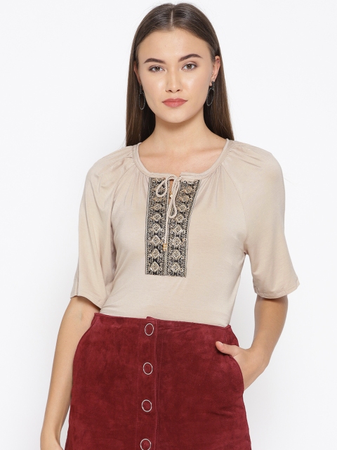 

OVS Women Beige Solid Top