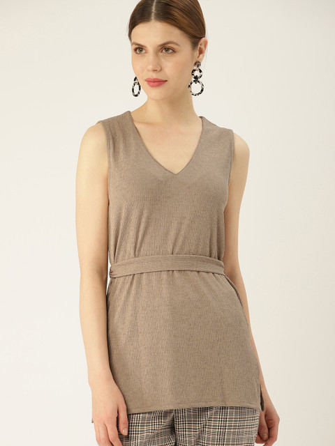 

MANGO Women Beige Solid Top