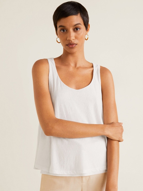 

MANGO Women White Solid Top