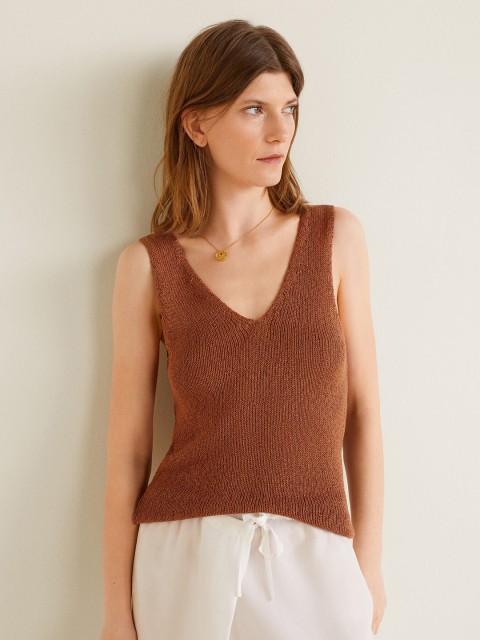 

MANGO Women Brown Solid Top