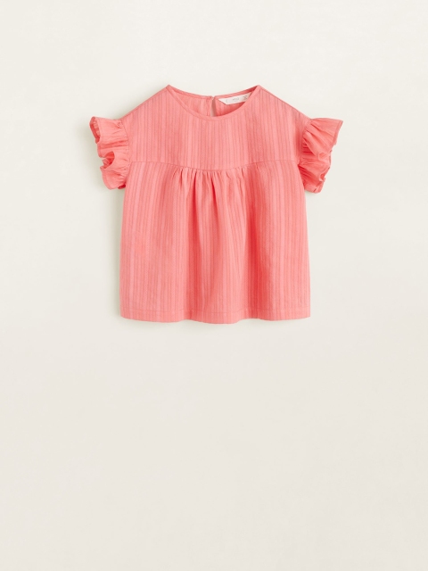 

Mango Kids Girls Coral Pink Self-Design Empire Top