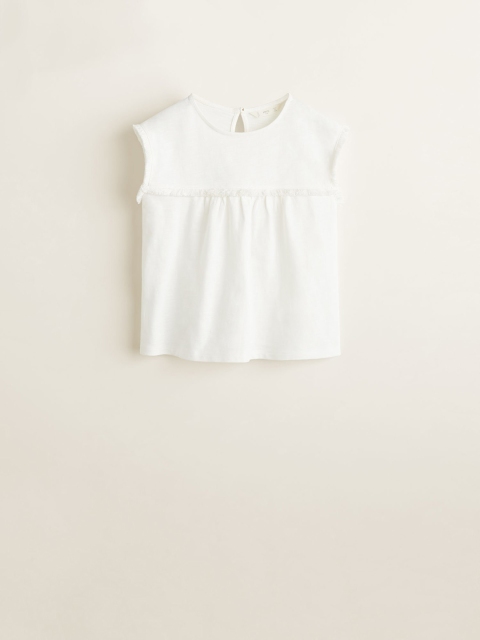 

Mango Kids Girls White Solid A-line Top