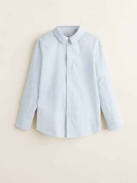 

Mango Kids Boys White & Blue Regular Fit Striped Casual Shirt