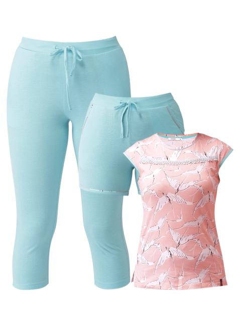 

MADAME M SECRET Women Pink & Blue Printed Night Suit S9S30008