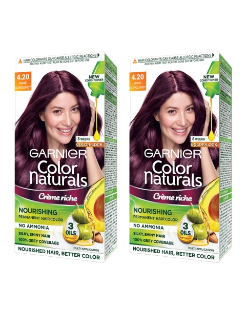 

Garnier Women Set of 2 Wine Burgundy Color Naturals Hair Colour 4.20, White