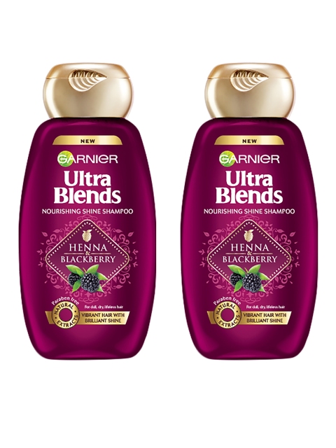 

Garnier Ultra Blends Unisex Set of 2 Henna Blackberry Shampoos, Purple