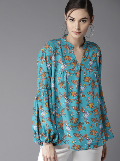 

Moda Rapido Women Blue Printed A-Line Top