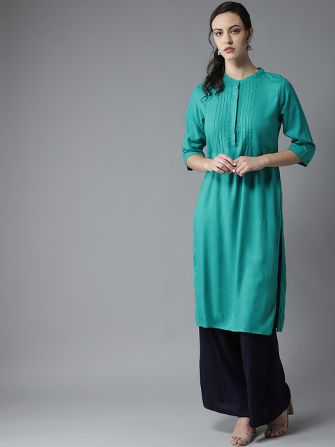

Moda Rapido Women Green Solid Straight Kurta