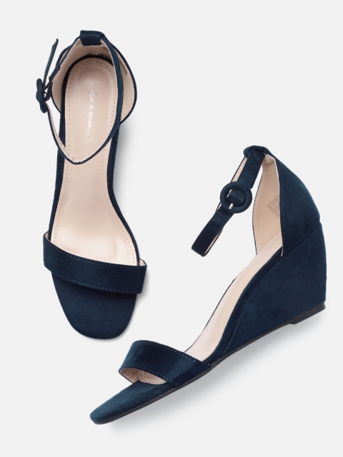 

Mast & Harbour Women Navy Blue Solid Wedges
