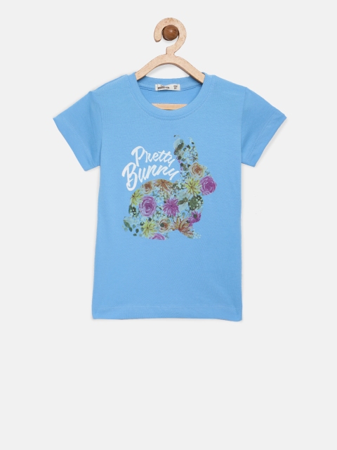 

Adams kids Girls Blue Printed T-shirt