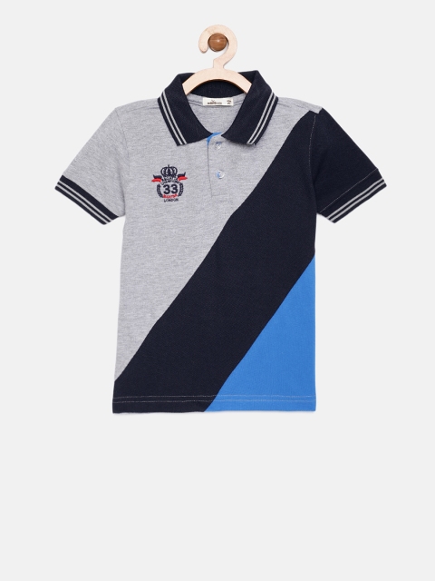 

Adams kids Boys Grey & Blue Colourblocked Polo Collar T-shirt