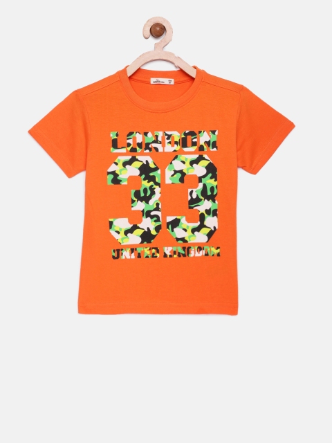 

Adams kids Boys Orange Printed Round Neck T-shirt