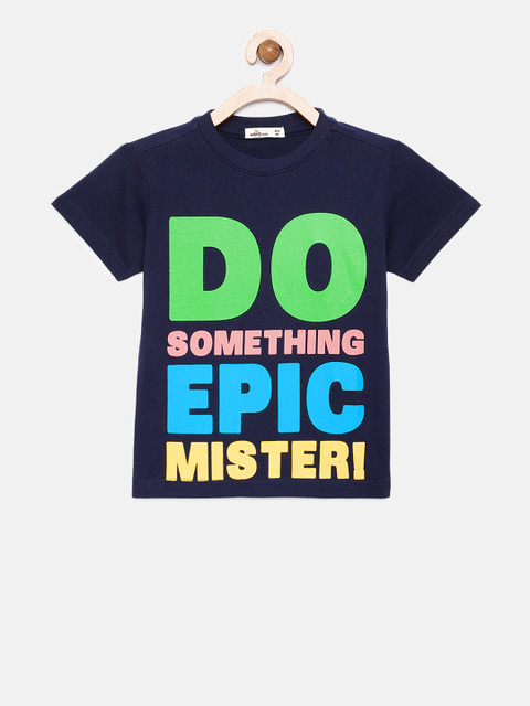 

Adams kids Boys Navy Blue Printed Round Neck T-shirt