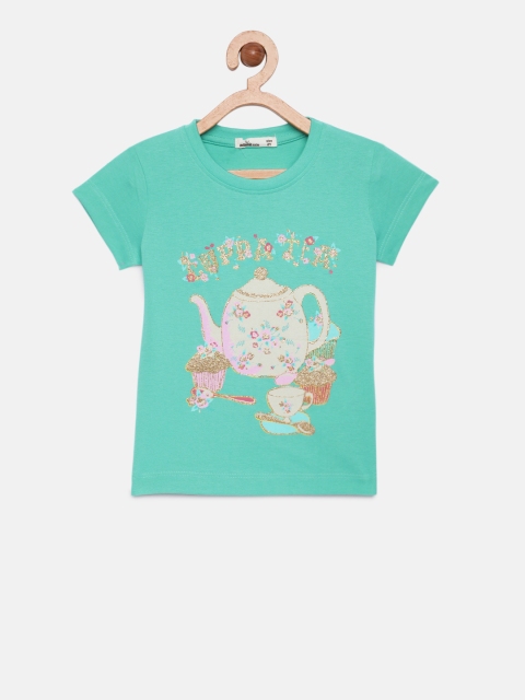 

Adams kids Girls Green Printed T-shirt