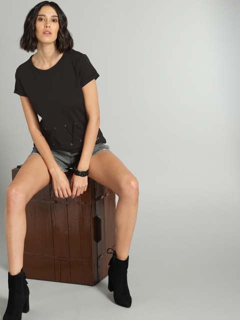 

Roadster Women Black Solid Top