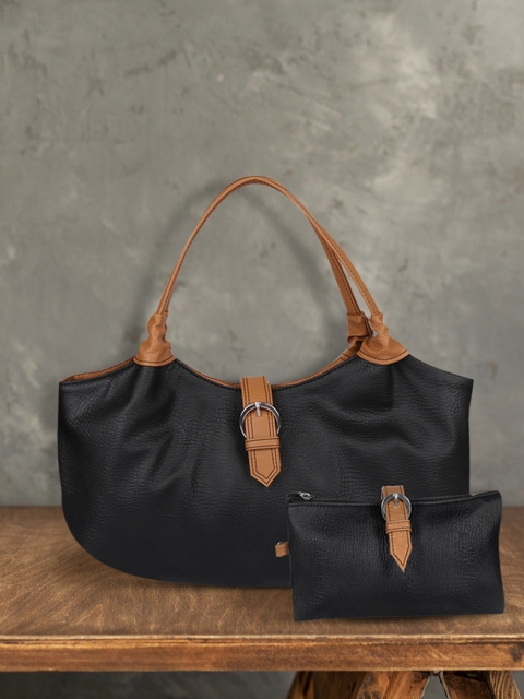

OsaiZ Black & Tan Pack of 2 Solid Shoulder Bags