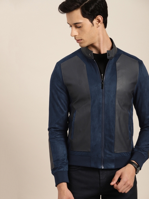 

INVICTUS Men Navy Blue Solid Bomber Jacket