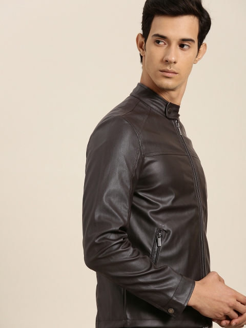 

INVICTUS Men Brown Solid Biker Jacket