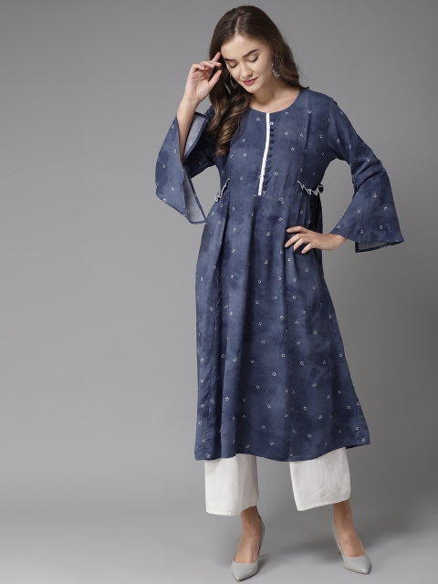 

Moda Rapido Women Blue Printed A-Line Kurta