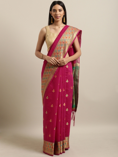 

PACHE Pink Woven Design Art Silk Saree