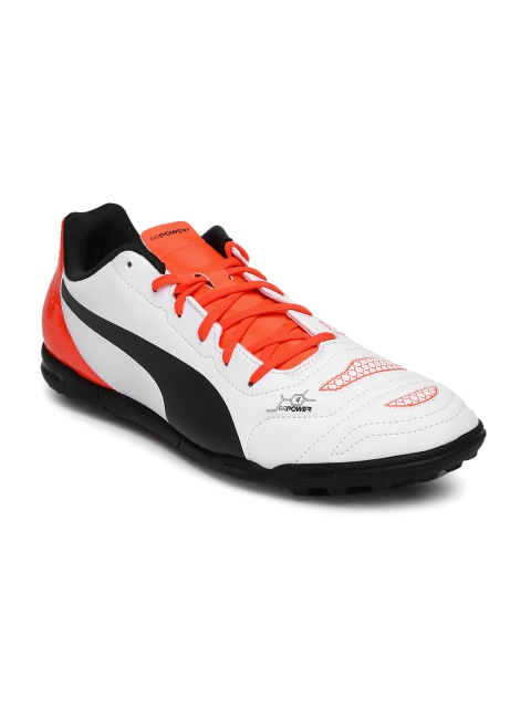 

PUMA Men White & Neon Pink evoPOWER 4.2 TT Football Shoes