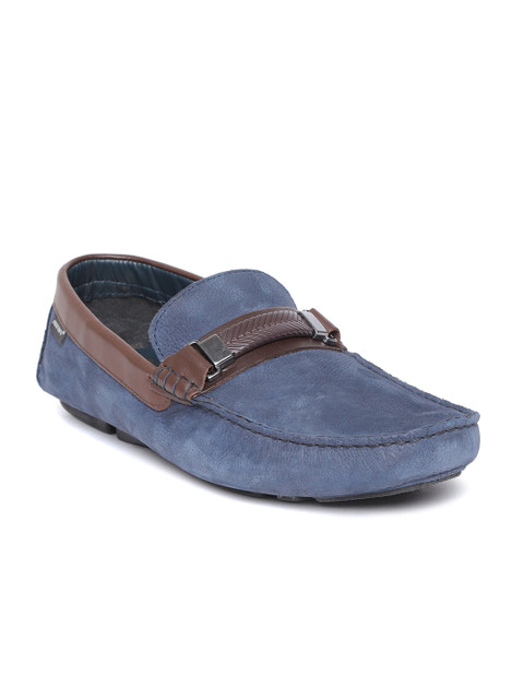 

Red Tape Men Navy Blue Leather Driving Shoes
